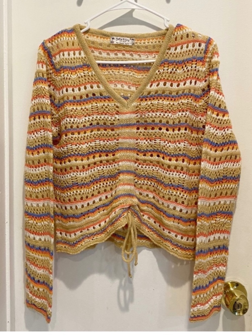 Jolie & Joy women’s V neck kit multicolor sweater Sz M